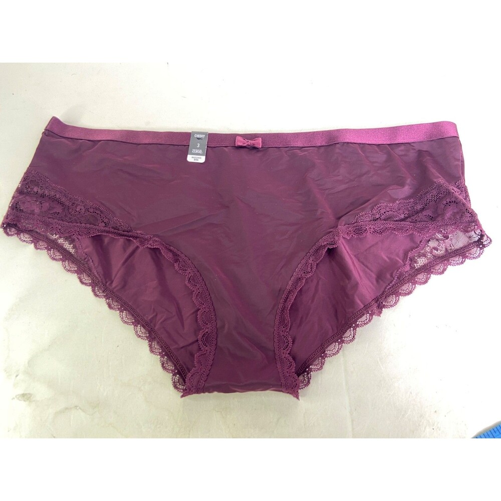 Torrid Curve Cheeky Wine Tasting Satin Panties Lace Trim Plus Size 3X 3